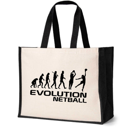 Evolution Of Netball Tote Bag Birthday Sports Gift For Ladies Canvas Shopper