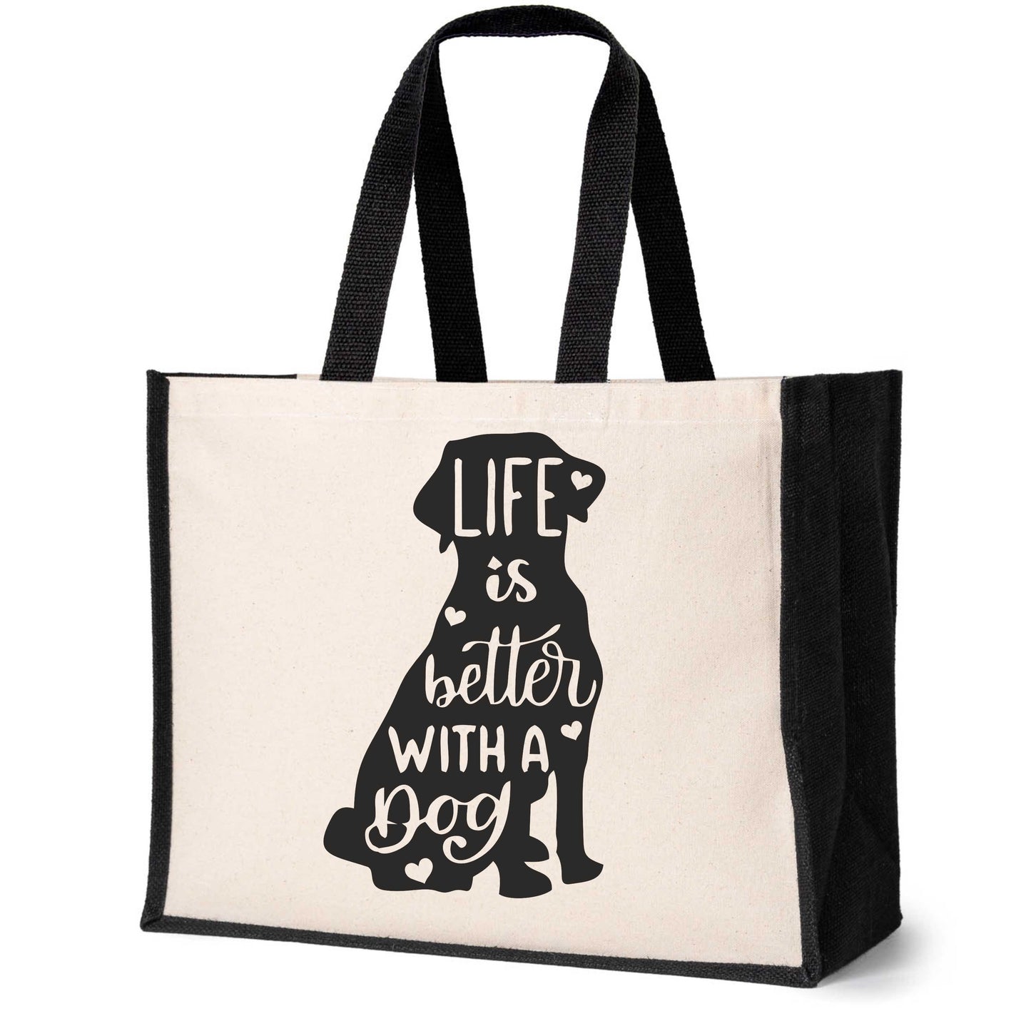 Life Is Better With a Dog Tote Bag Dog Lovers Gift Ladies Canvas Shopper