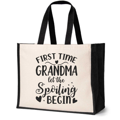 First Time Grandma Tote Bag New Grandchild Gift Ladies Canvas Shopper