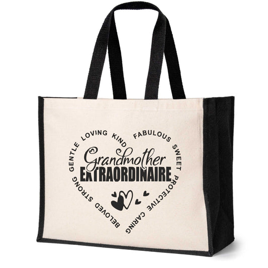 Grandma Extradordinaire Tote Bag New Grandchild Gift Ladies Canvas Shopper