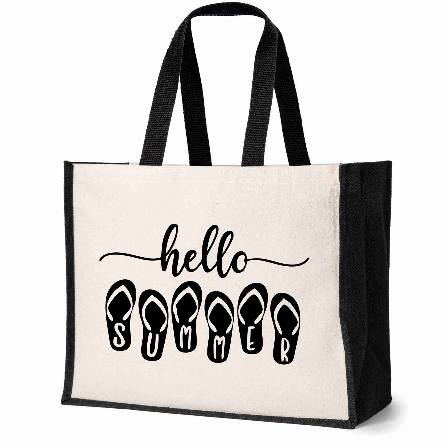 Hello Summer Beach Tote Bag Great For Holiday Travel Ladies Canvas Shopper