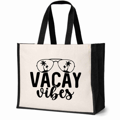 Vacay Vibes Beach Tote Bag Holiday Great For Travel Ladies Canvas Shopper