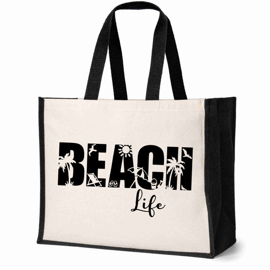 Beach Life Tote Bag Holiday Great For Travel Bag Ladies Canvas Shopper