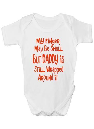 My Finger May Be Small Dad Wrapped Baby Onesie Vest