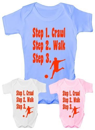 Steps To a Footballer Football Funny Baby Onesie Vest