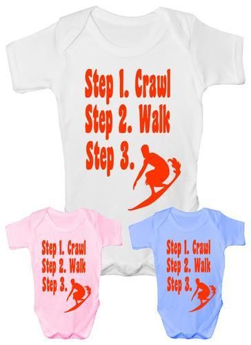 Steps To a Surfer Surfing Funny Baby Onesie Vest