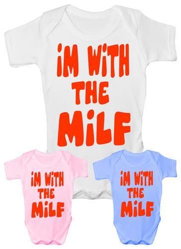 I'm With The Milf Funny Baby Onesie Vest Babies