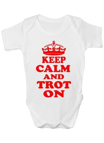 Keep Calm and Trot On Horse Pony Funny Baby Onesie Vest