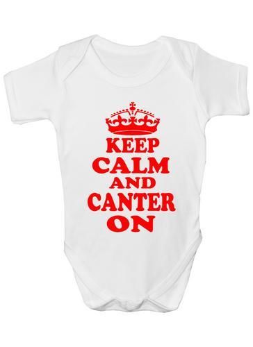 Keep Calm and Canter On Horse Pony Funny Baby Onesie Vest