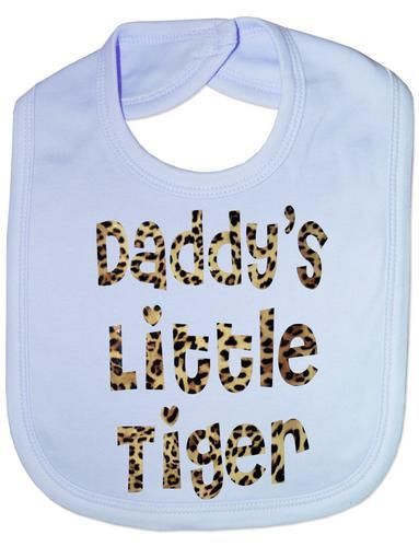 Daddy's Little Tiger In Animal Print Baby Bib