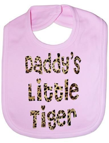 Daddy's Little Tiger In Animal Print Baby Bib