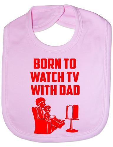 Born To Watch TV With Dad Baby Bib