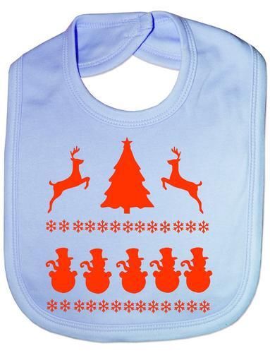 Christmas / Snowman Scene Baby Bib