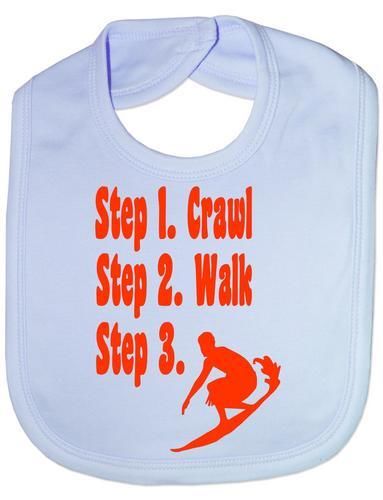 Steps To a Surfer Baby Bib