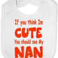 Think I'm Cute See My Nan Baby Bib