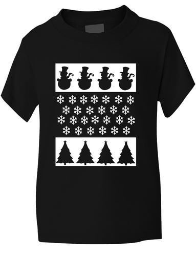 Christmas Scene / Snowman Boys Girls T-Shirt