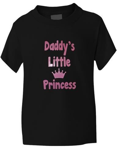 Daddy's Little Princess T-Shirt Girls In Pink Glitter