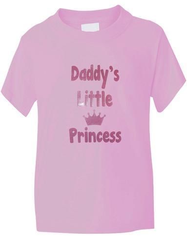 Daddy's Little Princess T-Shirt Girls In Pink Glitter